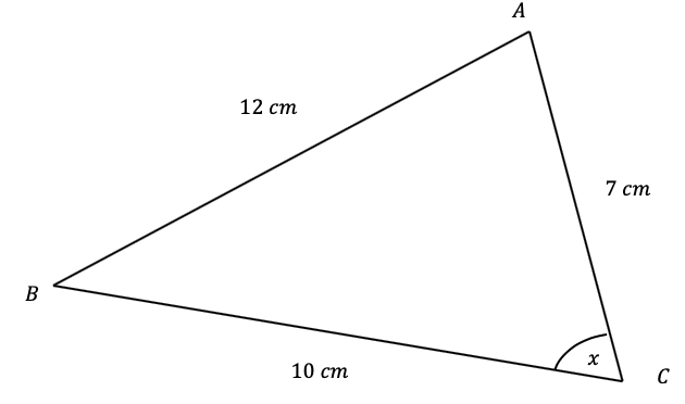 Cosine rule to find an Angle
