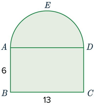 perimeter compound shapes example semicircle rectangle